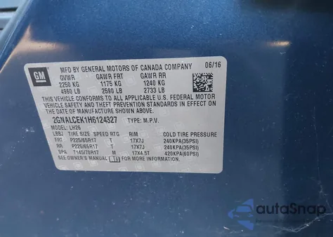 2017 Chevrolet Equinox Lt from USA, damaged, VIN 2GNALCEK1H6124327